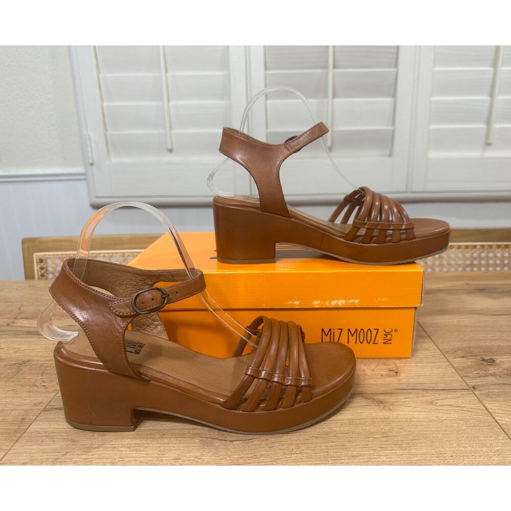 Miz Mooz NYC Graciela Heel Sandal Brandy Leather Sz 9.5/10 US 41 EU NIB Vacation - Picture 3 of 14